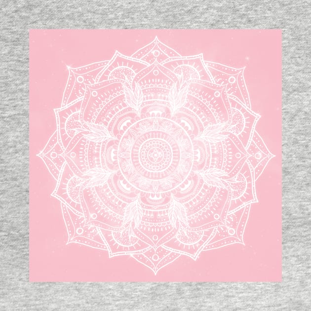 Elegant White Mandala Pink Nebula Design by NdesignTrend